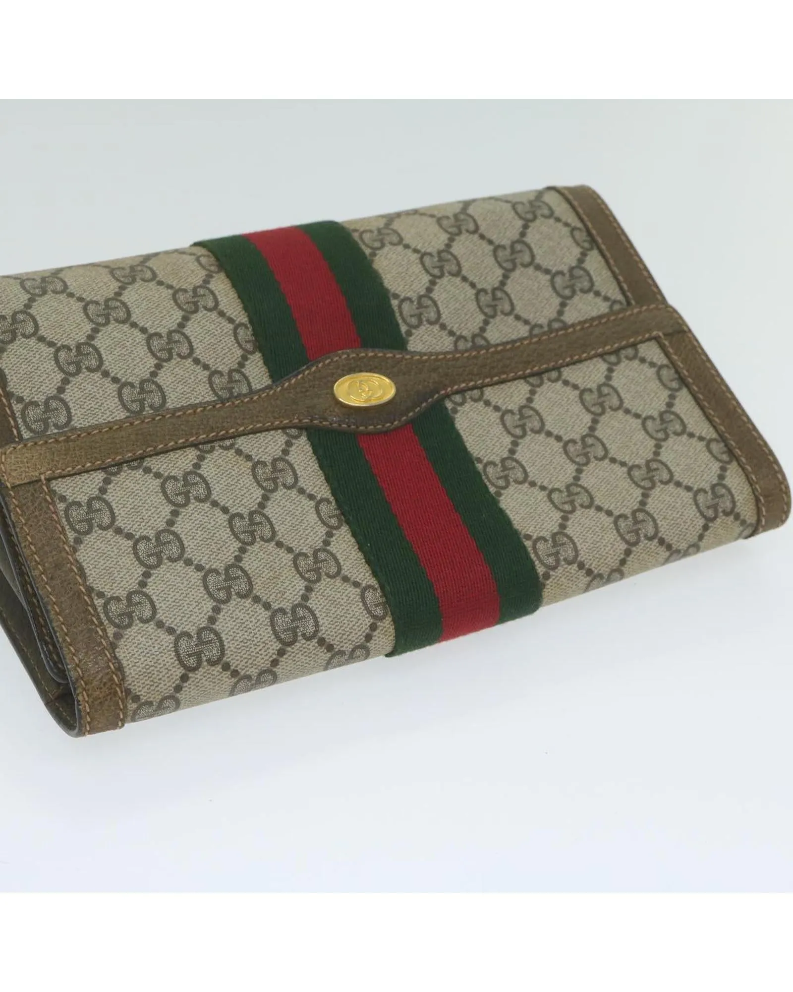 GG Supreme Web Sherry Line Clutch Bag with Red Accents