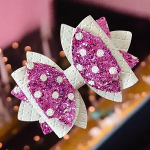 Glitter Purple Polka Dot Bow