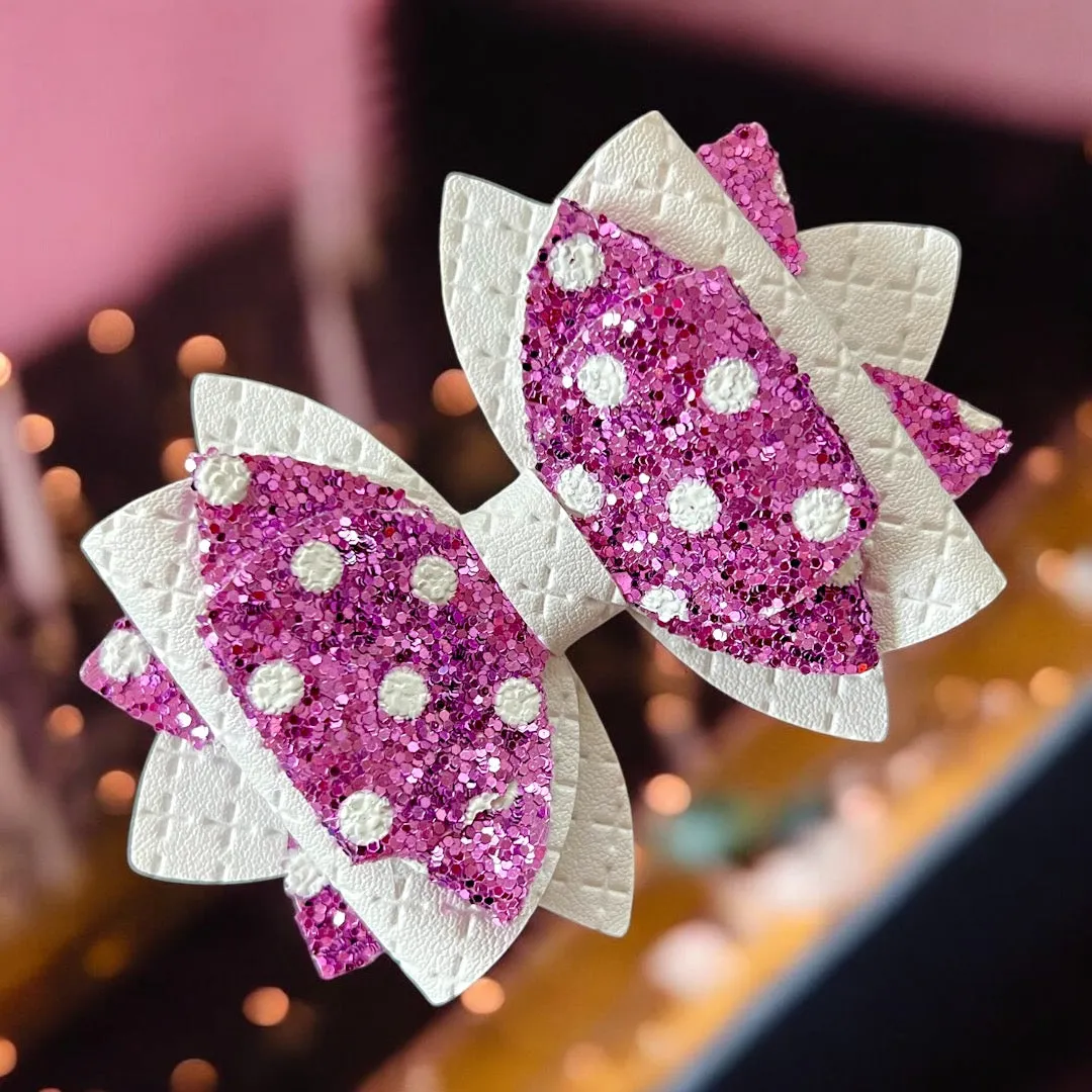 Glitter Purple Polka Dot Bow