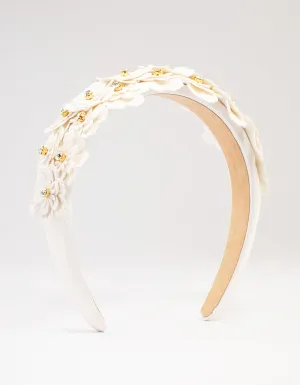 Gold Crystal Layered Faux Leather Headband