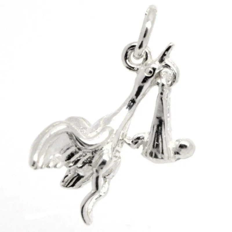 Gold Stork and Baby Charm Moveable