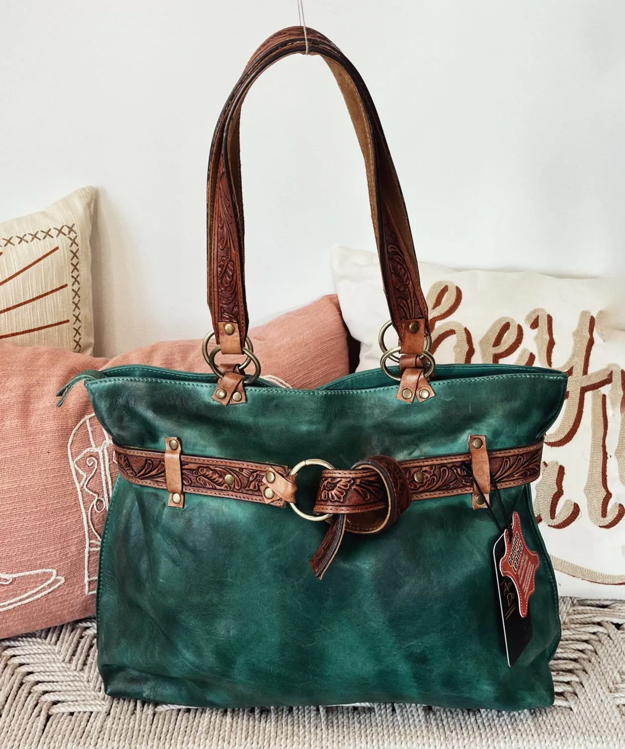 Green Rock Leather Shoulder Bag