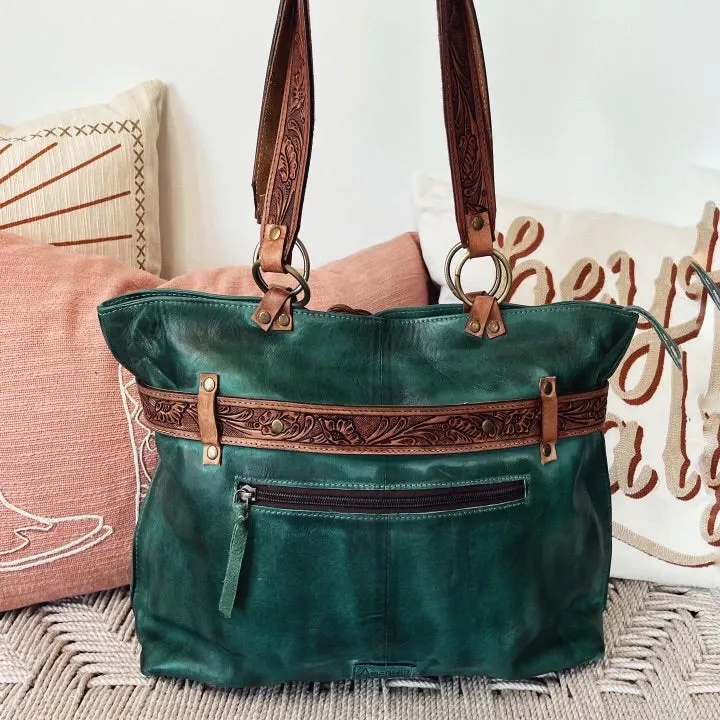 Green Rock Leather Shoulder Bag