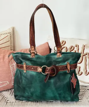 Green Rock Leather Shoulder Bag