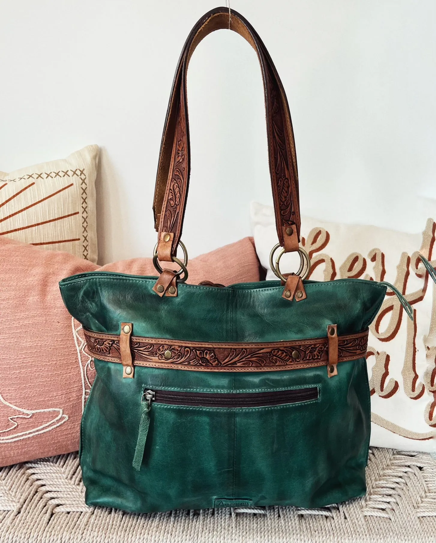 Green Rock Leather Shoulder Bag