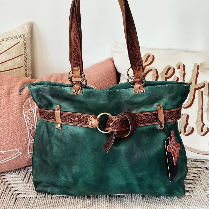 Green Rock Leather Shoulder Bag