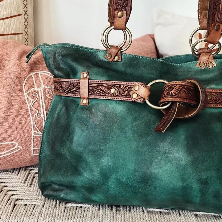 Green Rock Leather Shoulder Bag