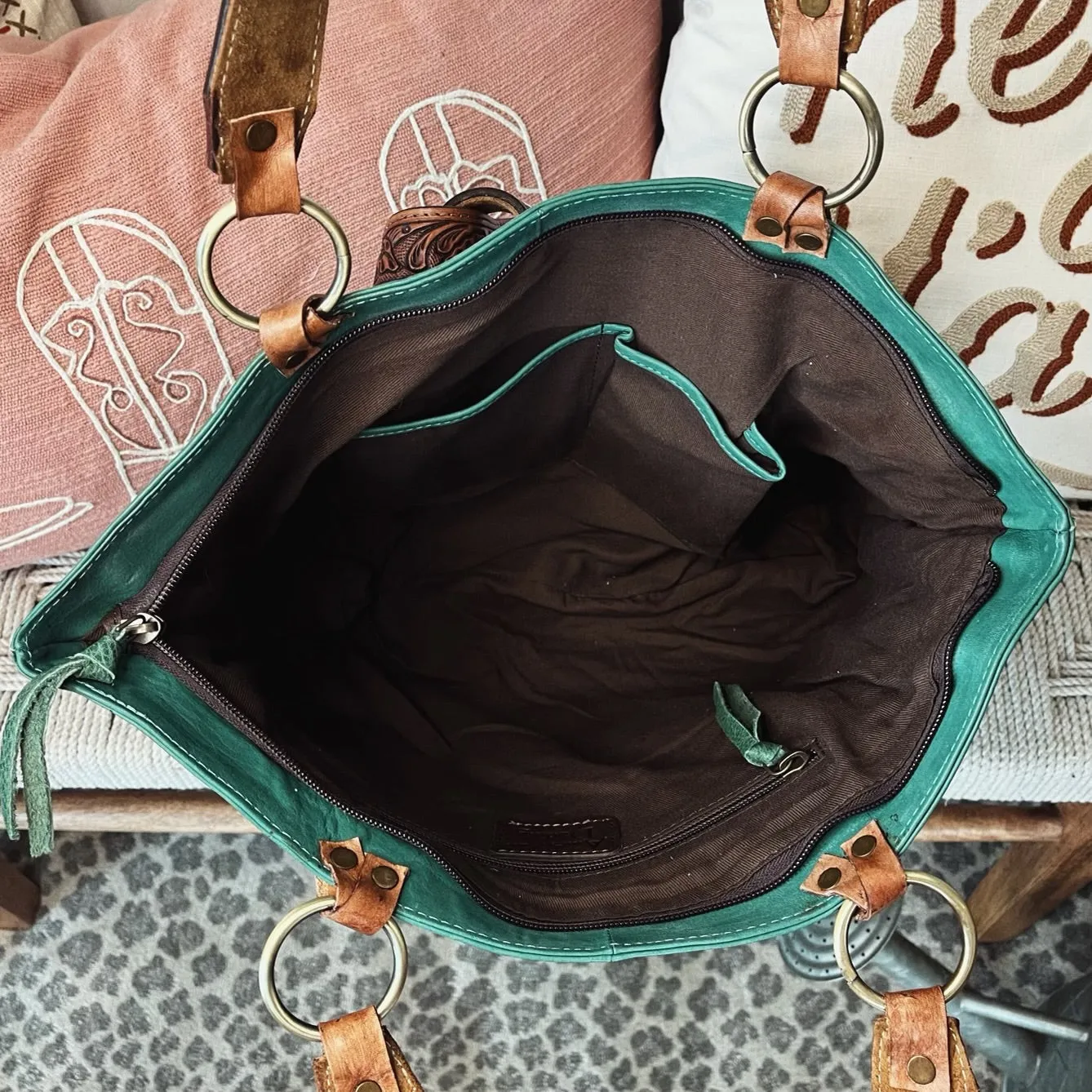 Green Rock Leather Shoulder Bag