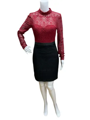 Guess Size 6 Red/Black Lace Consignment Ladies Dress