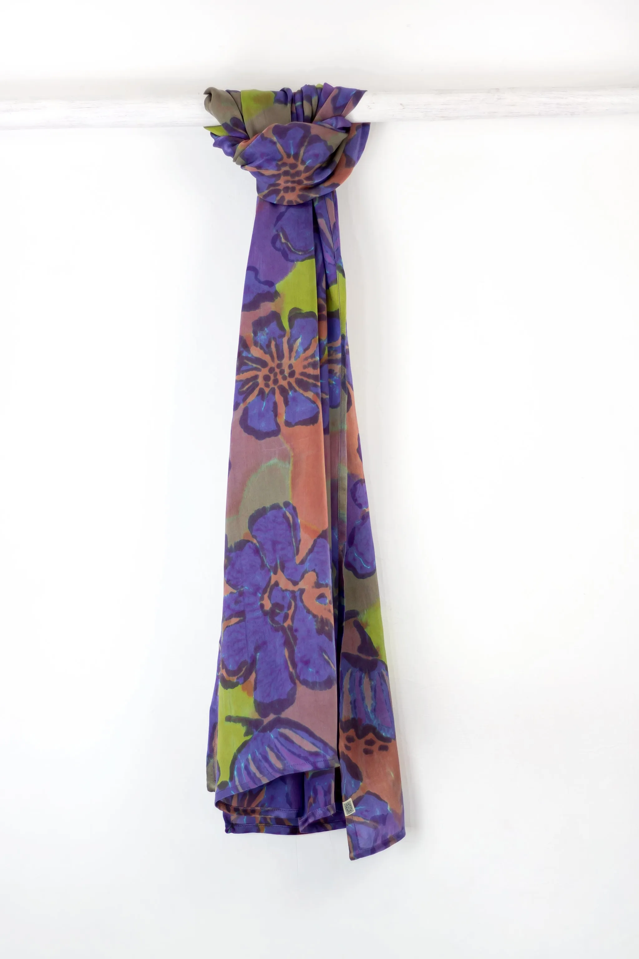 Hand Painted Silk Scarf - Petuni Royal