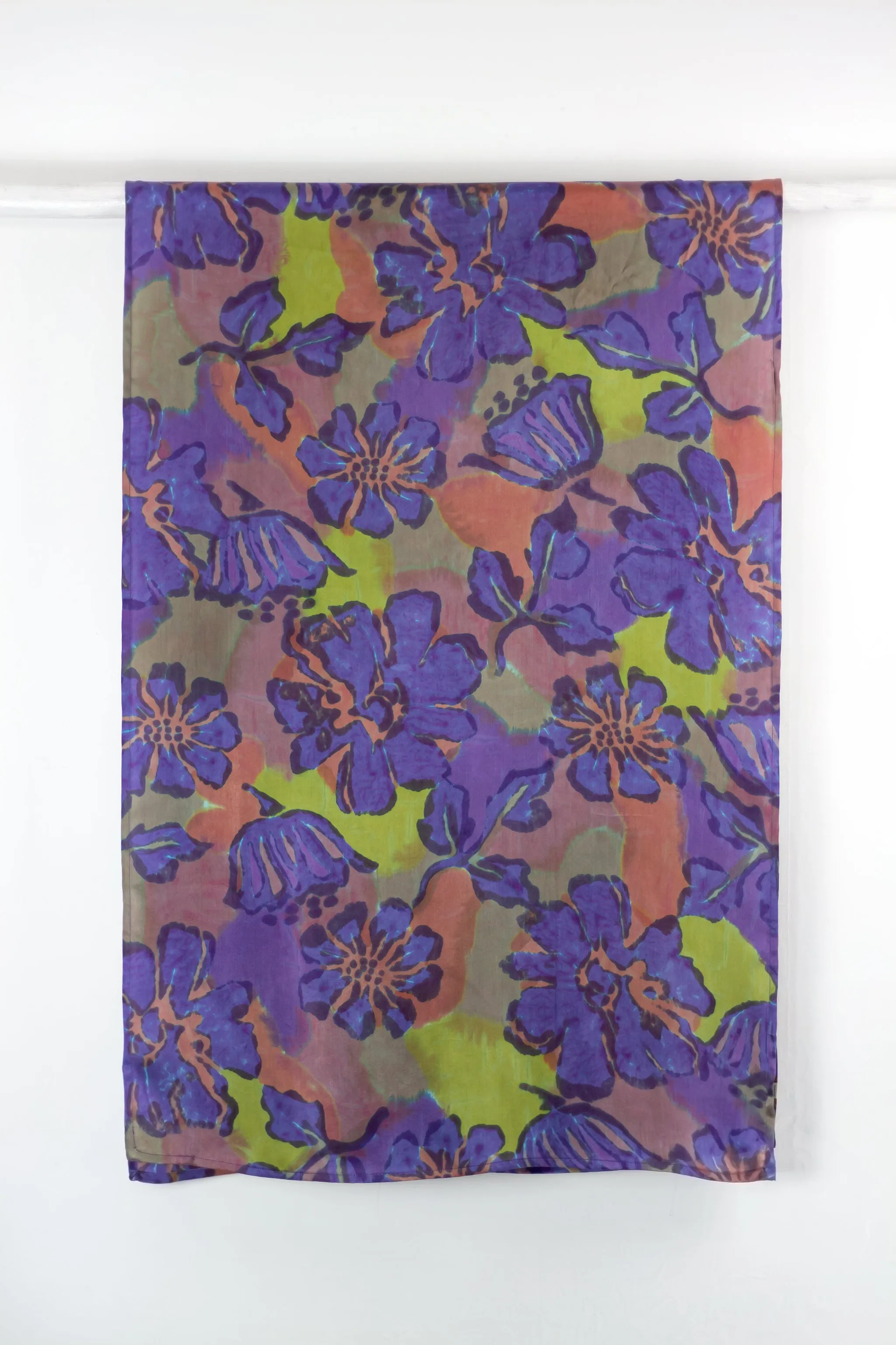 Hand Painted Silk Scarf - Petuni Royal