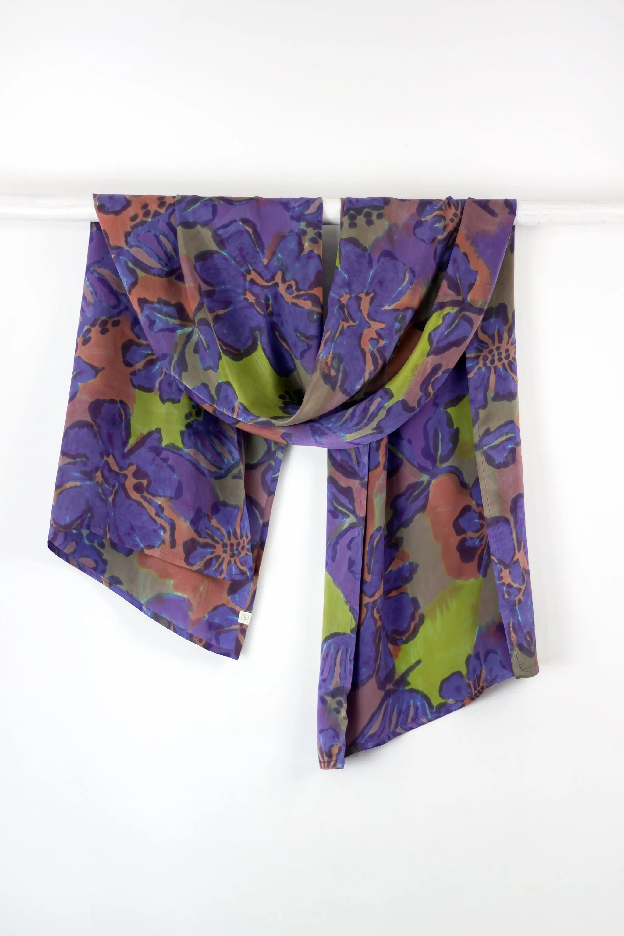 Hand Painted Silk Scarf - Petuni Royal