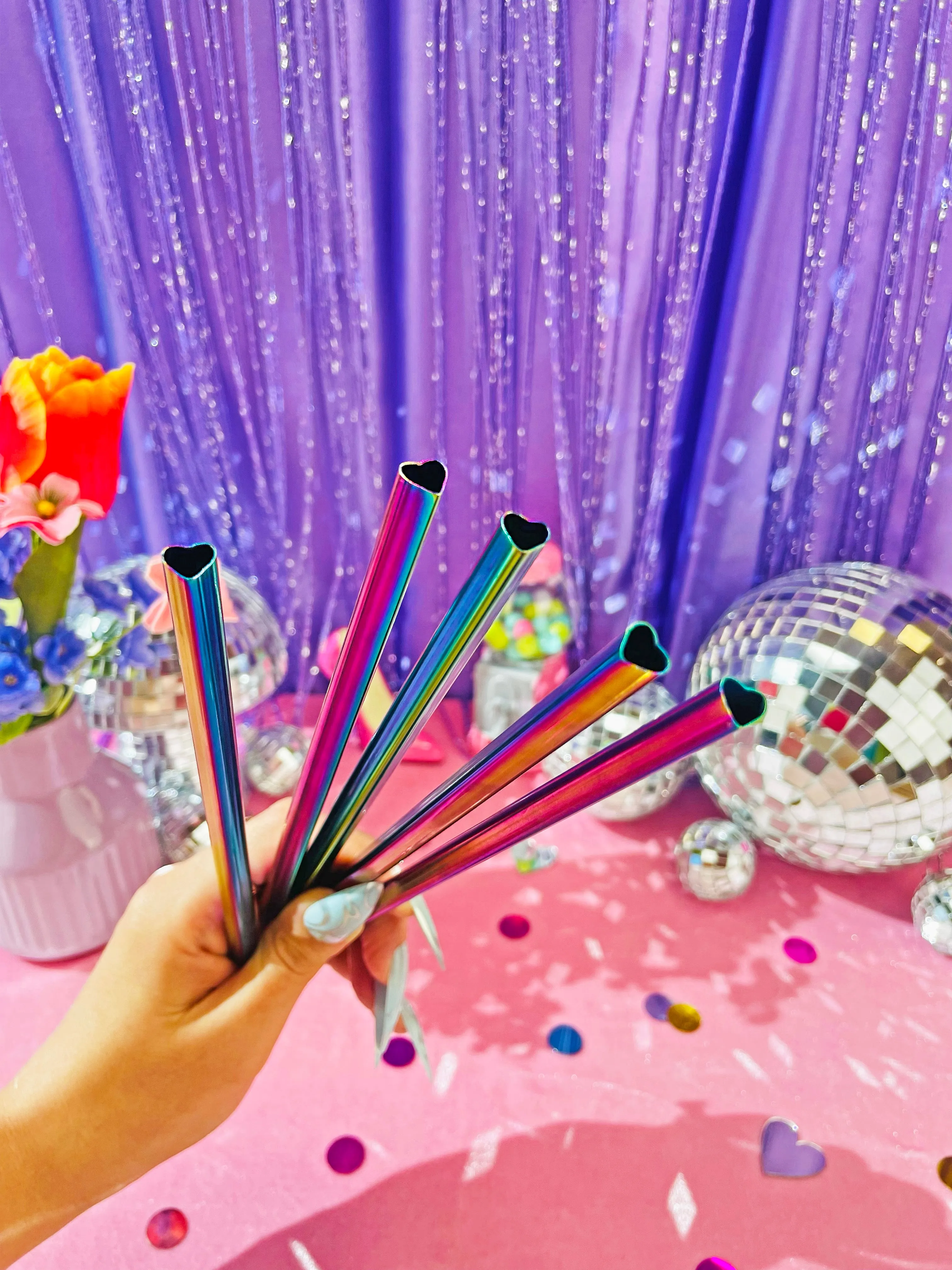 Heart Shaped Straw - Rainbow