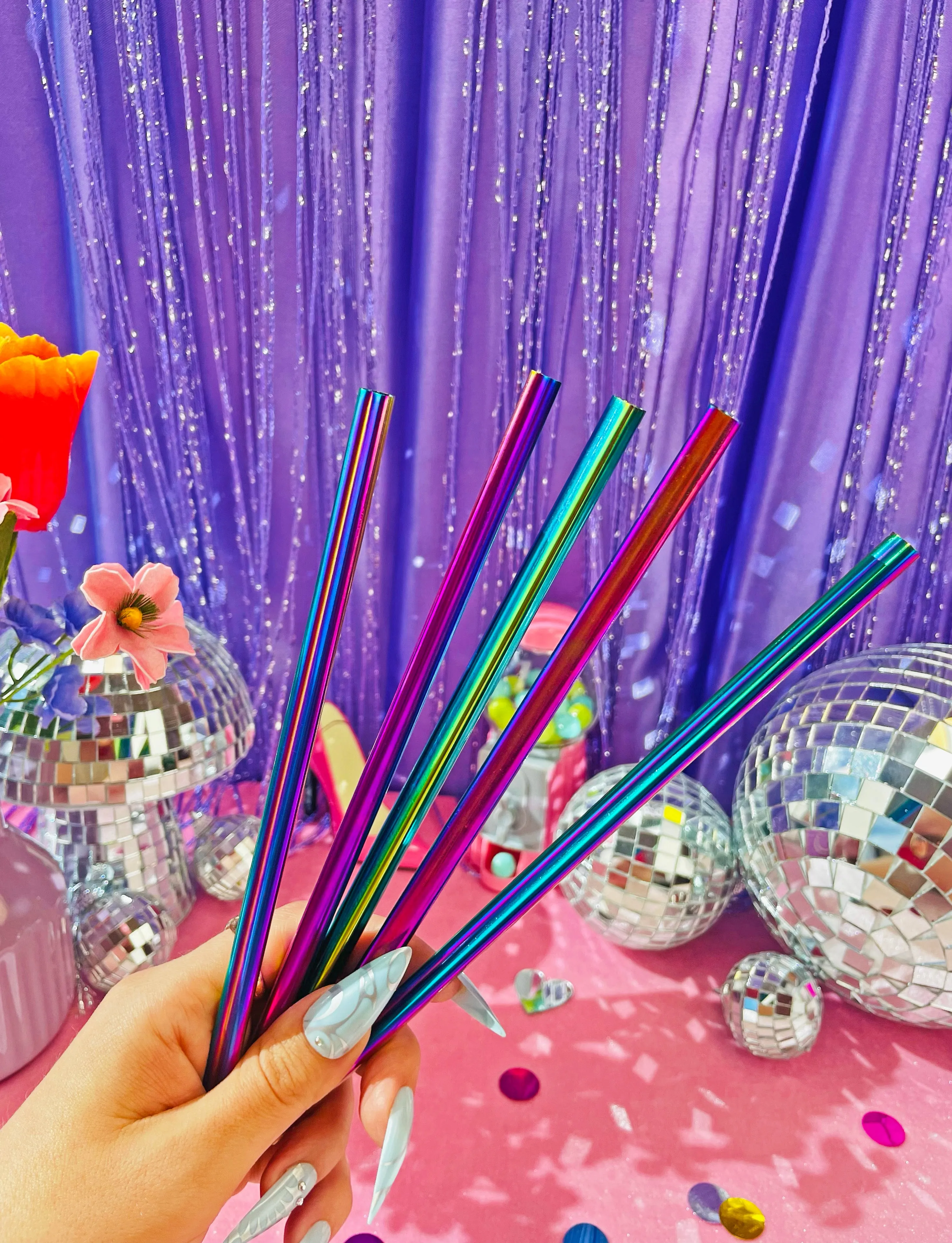 Heart Shaped Straw - Rainbow