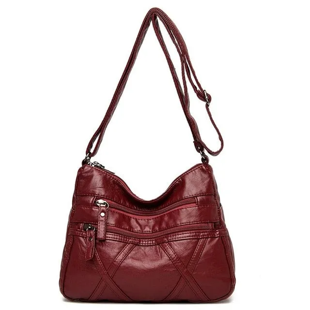 High Quality Women's Soft PU Leather Shoulder Bags Multi-Layer Classic Crossbody Bag