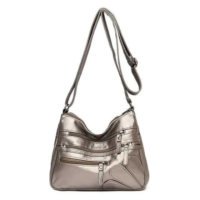 High Quality Women's Soft PU Leather Shoulder Bags Multi-Layer Classic Crossbody Bag