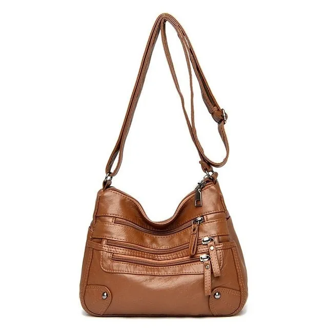 High Quality Women's Soft PU Leather Shoulder Bags Multi-Layer Classic Crossbody Bag