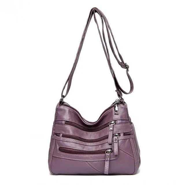 High Quality Women's Soft PU Leather Shoulder Bags Multi-Layer Classic Crossbody Bag