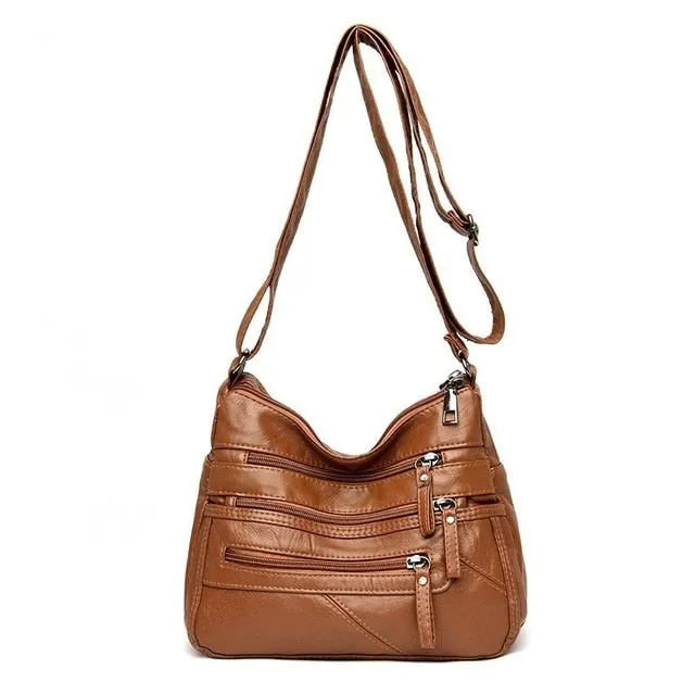 High Quality Women's Soft PU Leather Shoulder Bags Multi-Layer Classic Crossbody Bag