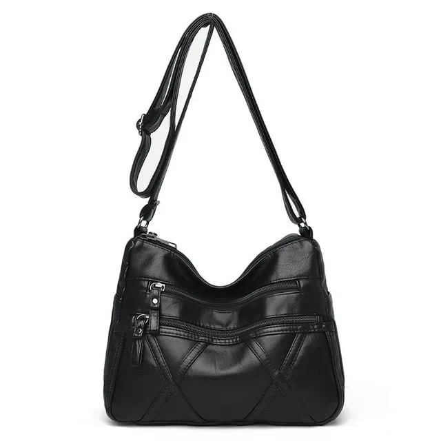 High Quality Women's Soft PU Leather Shoulder Bags Multi-Layer Classic Crossbody Bag