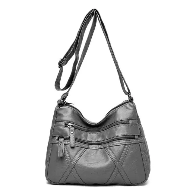 High Quality Women's Soft PU Leather Shoulder Bags Multi-Layer Classic Crossbody Bag