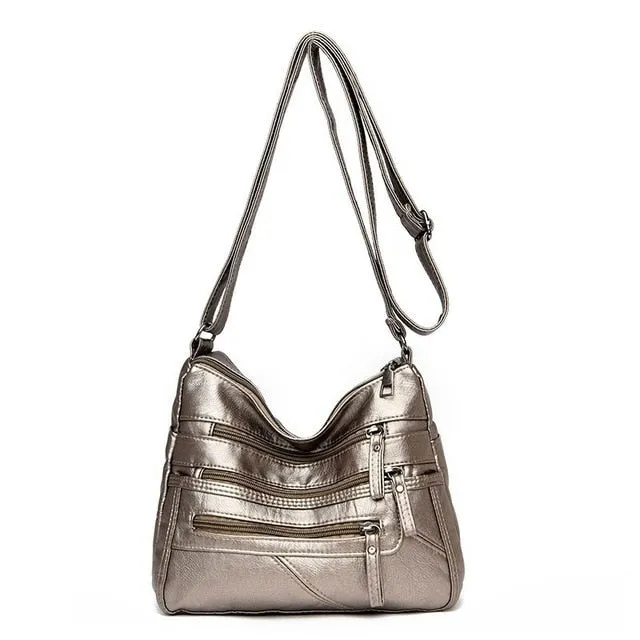 High Quality Women's Soft PU Leather Shoulder Bags Multi-Layer Classic Crossbody Bag