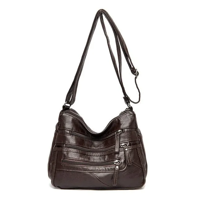 High Quality Women's Soft PU Leather Shoulder Bags Multi-Layer Classic Crossbody Bag
