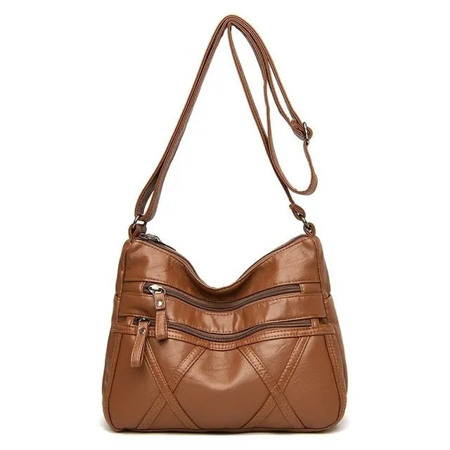 High Quality Women's Soft PU Leather Shoulder Bags Multi-Layer Classic Crossbody Bag