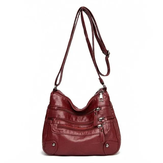 High Quality Women's Soft PU Leather Shoulder Bags Multi-Layer Classic Crossbody Bag