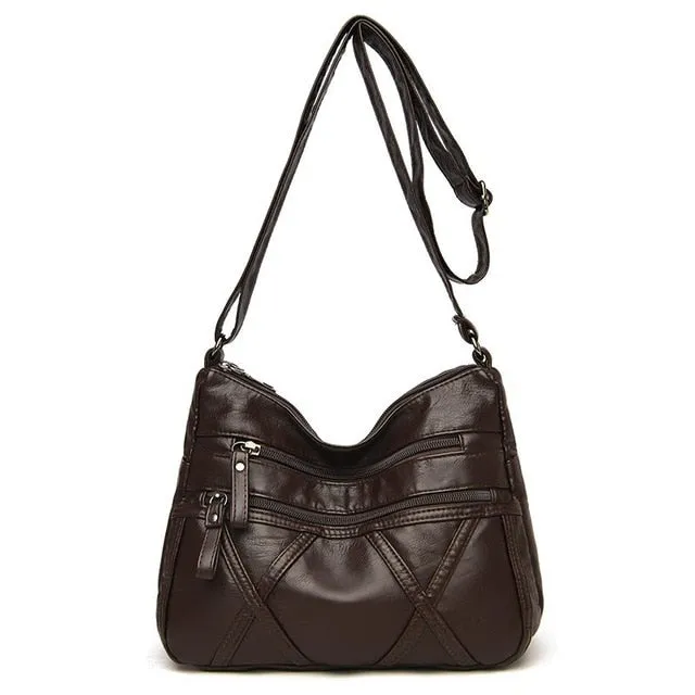 High Quality Women's Soft PU Leather Shoulder Bags Multi-Layer Classic Crossbody Bag
