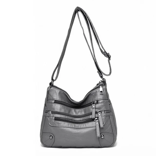 High Quality Women's Soft PU Leather Shoulder Bags Multi-Layer Classic Crossbody Bag