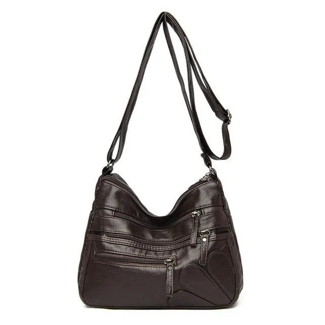 High Quality Women's Soft PU Leather Shoulder Bags Multi-Layer Classic Crossbody Bag