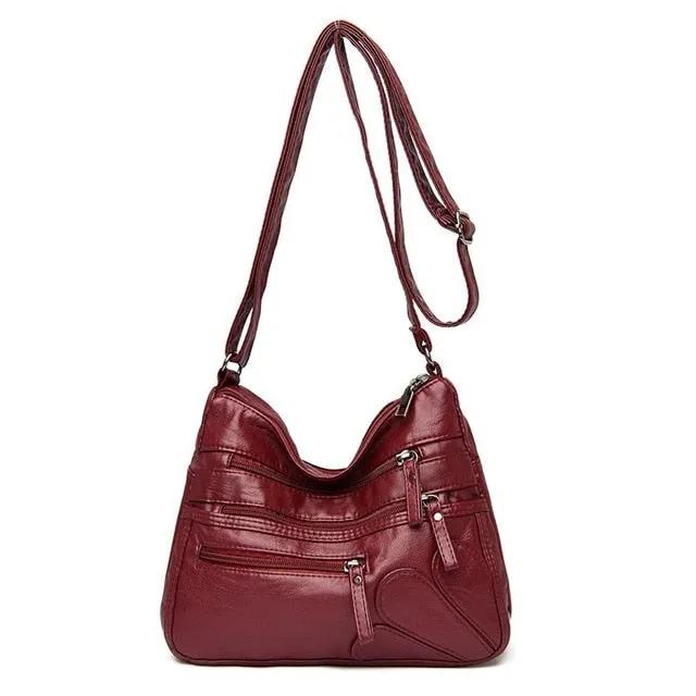 High Quality Women's Soft PU Leather Shoulder Bags Multi-Layer Classic Crossbody Bag