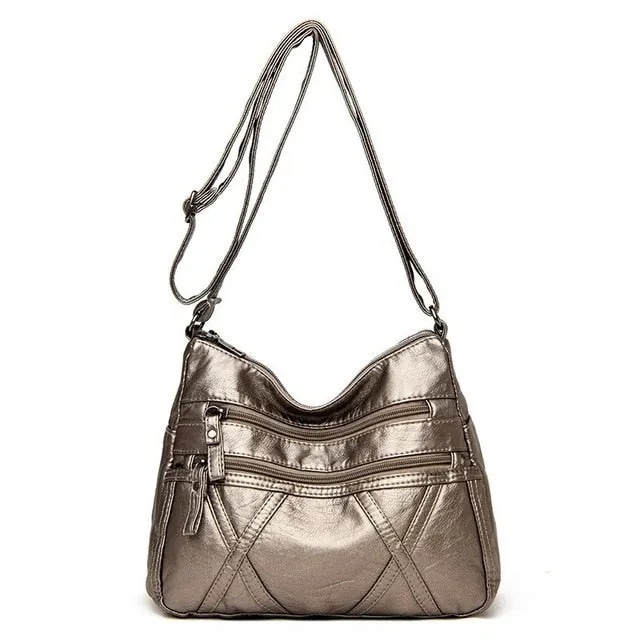 High Quality Women's Soft PU Leather Shoulder Bags Multi-Layer Classic Crossbody Bag