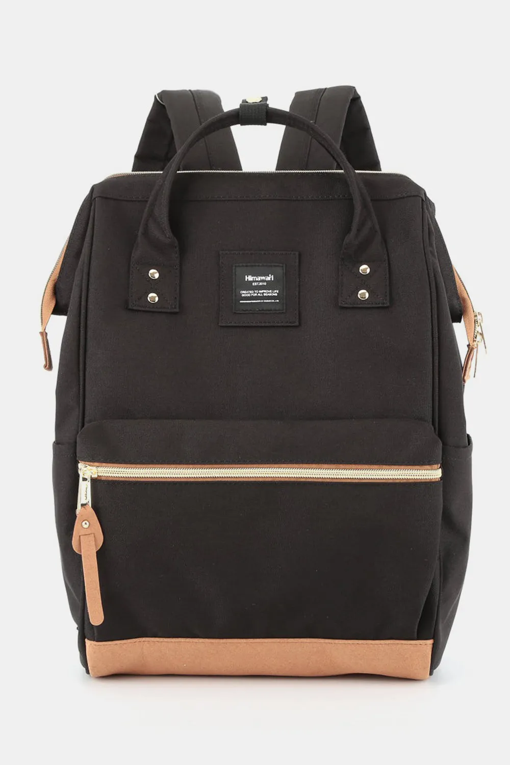 Himawari Contrast Waterproof Canvas Backpack Bag with Side Pockets ⚫️⚪️