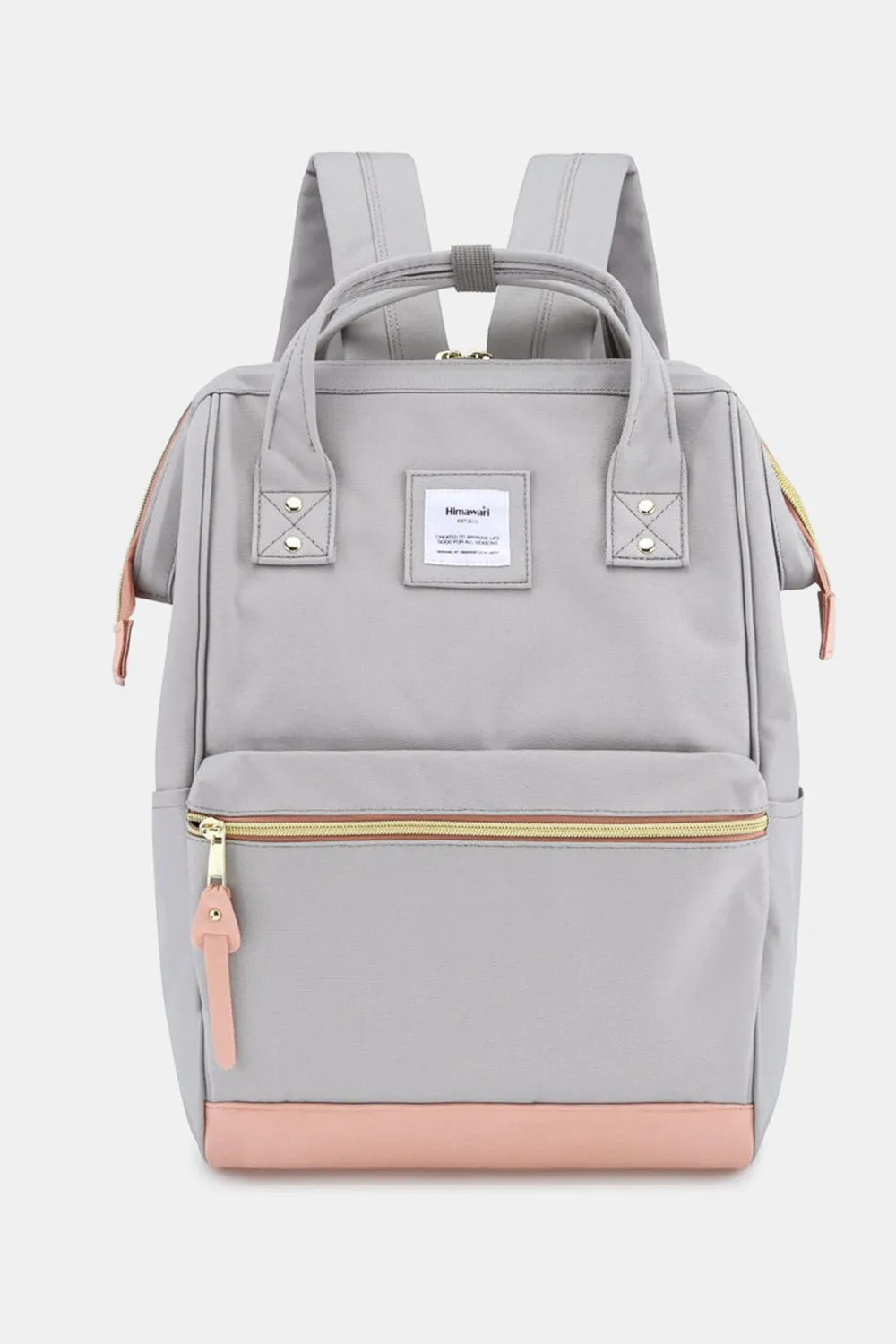 Himawari Contrast Waterproof Canvas Backpack Bag with Side Pockets ⚫️⚪️