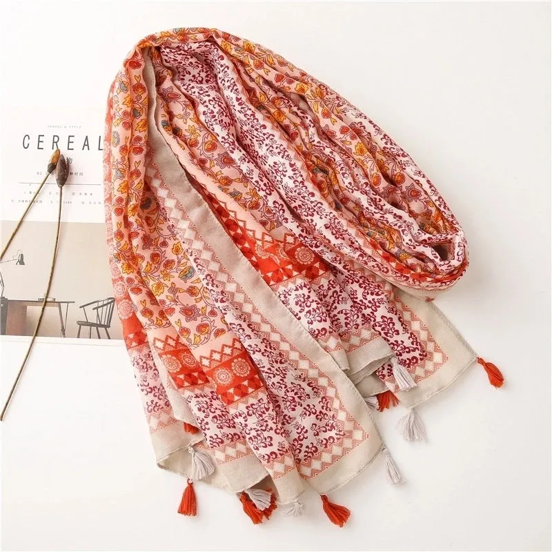 Hot Selling Fashion Retro Small Flower Twill Cotton Scarf