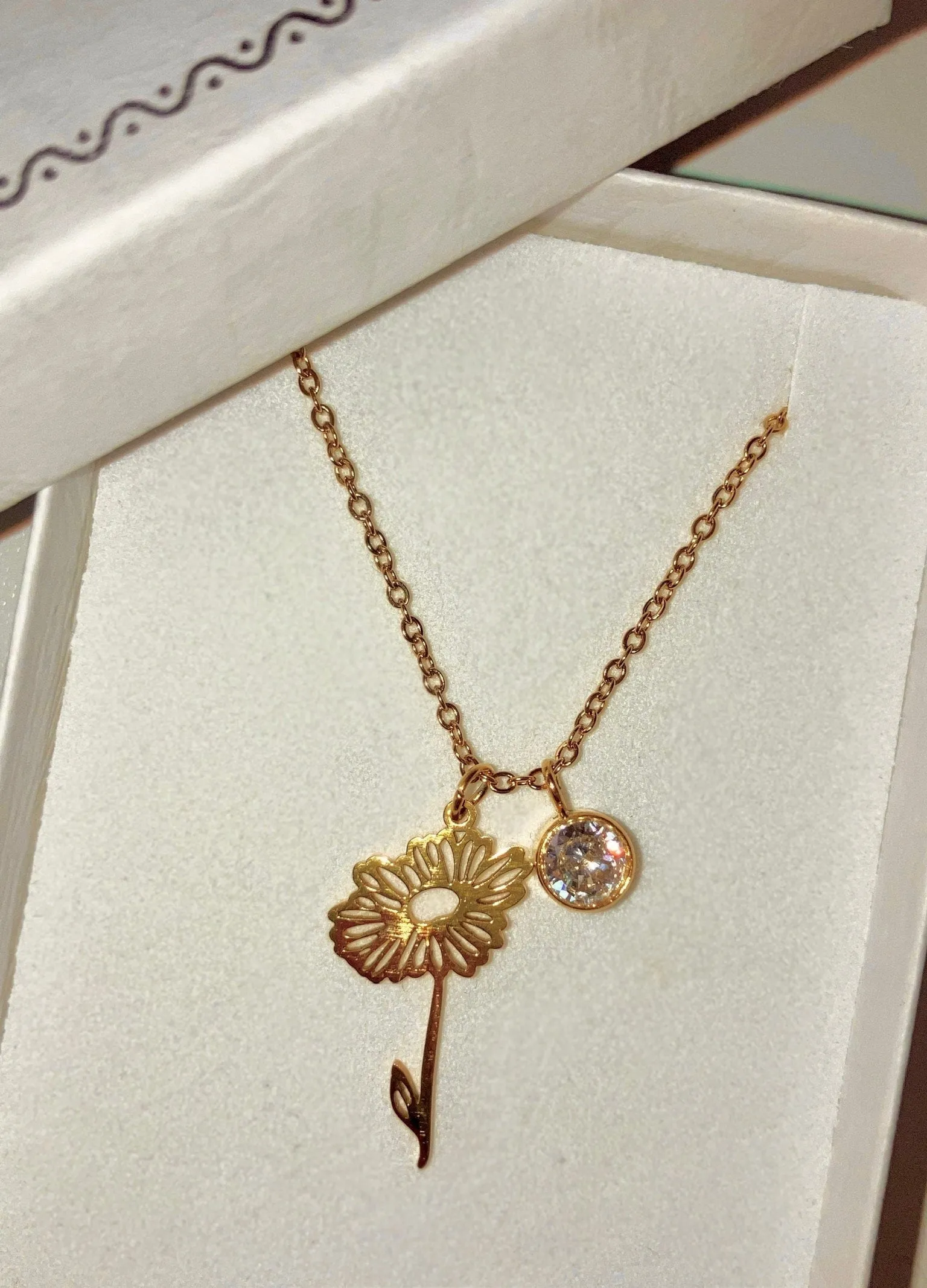 JULY Birth Flower Necklace | Gold Plated Birthstone Necklace | Gifts for Her | Custom Flower Necklace | Charm Necklace | Women's Gift
