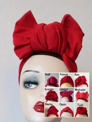 KNOT CHOICE 1940s Pre-tied Stretchy Red Headband (made to order)