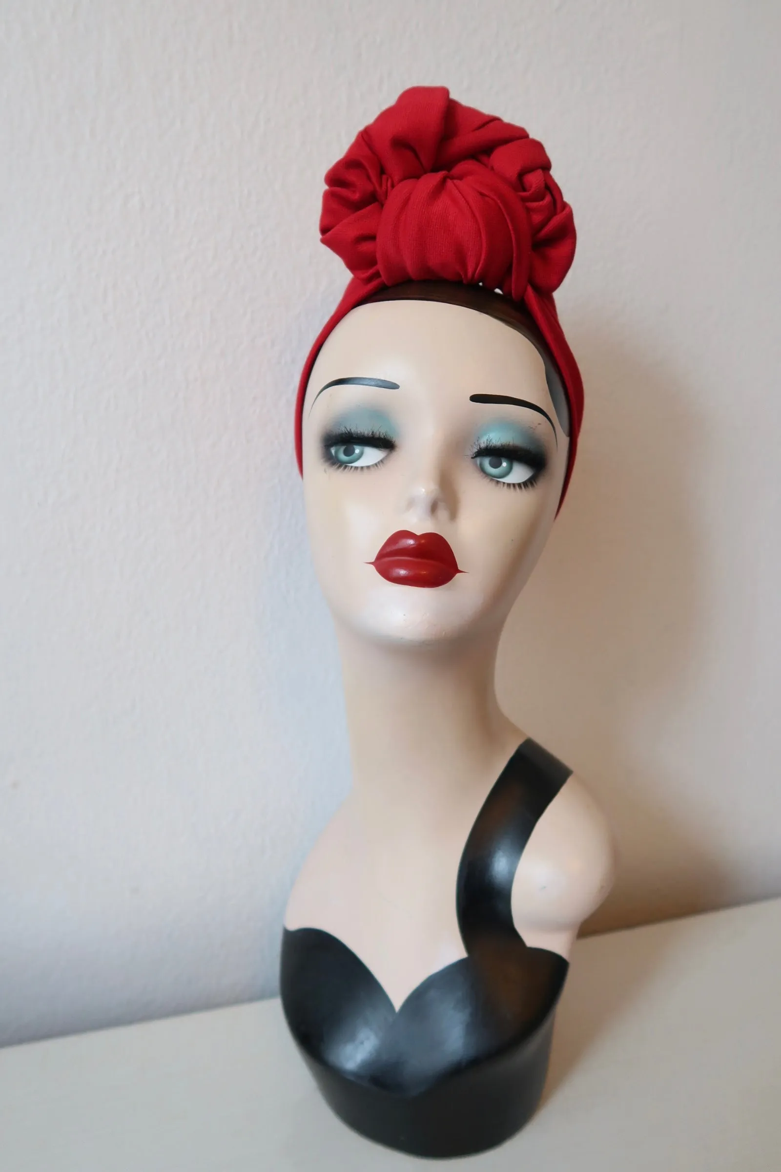 KNOT CHOICE 1940s Pre-tied Stretchy Red Headband (made to order)