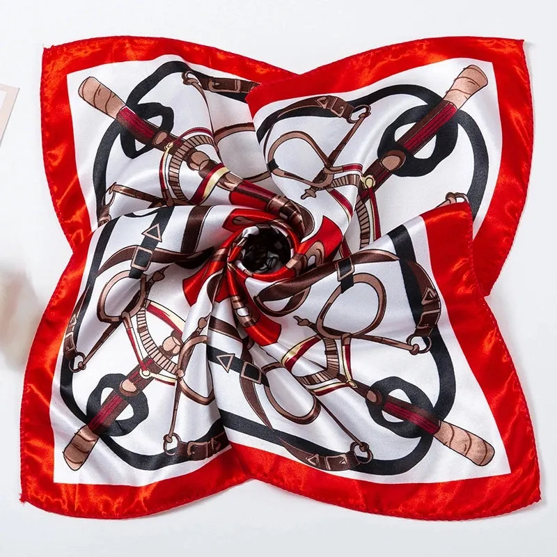Light Luxury Fashion 50cm Small Square Scarf Chain Printing Scarf Women's Thin Neck Protection Scarf Cheap Scarf Gift