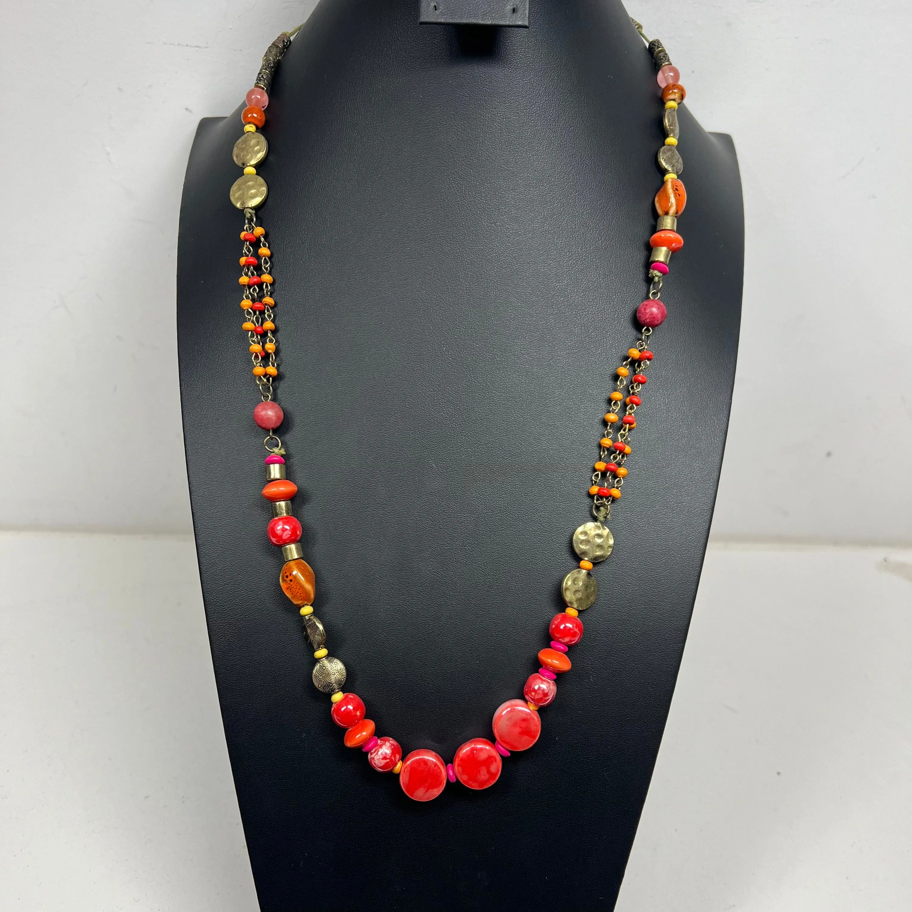 Lot of 4 Earthy Beaded Stone Strand Necklaces