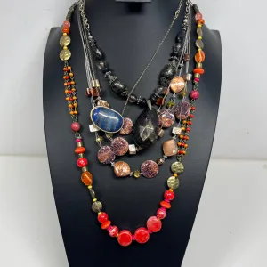 Lot of 4 Earthy Beaded Stone Strand Necklaces