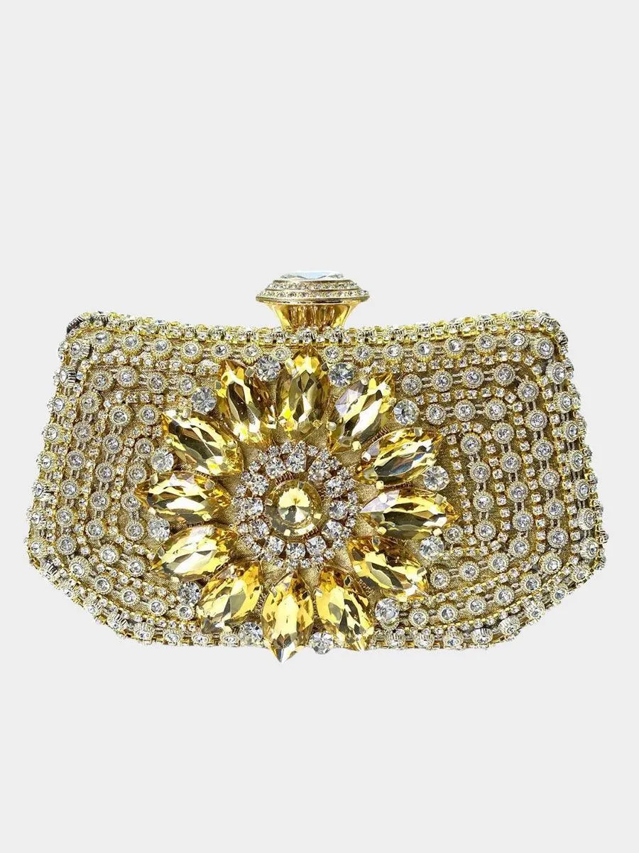 Luxurious Diamond-encrusted Gold Clutch MNBF103