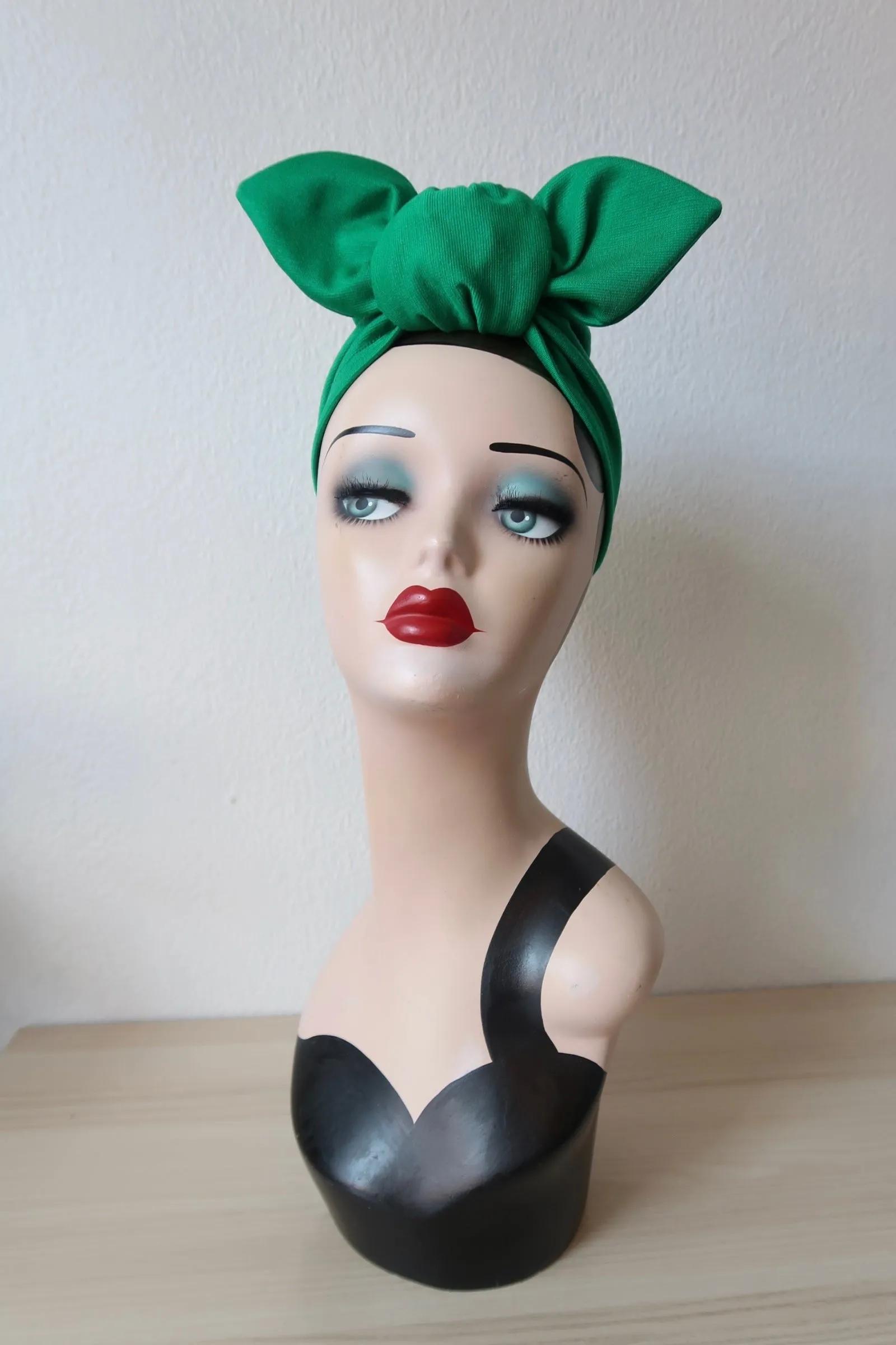 Made To Order: LANDGIRL KNOT 1940s Pre-tied Stretchy Headband in 8 colours: red, black, leopard, olive green, mustard, rust, grey & navy