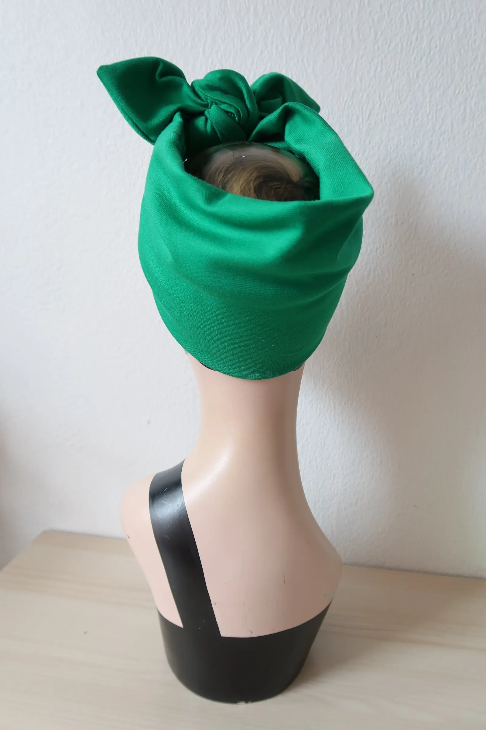 Made To Order: LANDGIRL KNOT 1940s Pre-tied Stretchy Headband in 8 colours: red, black, leopard, olive green, mustard, rust, grey & navy