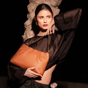 Midi Mayfair Leather Crossbody Bag, Nutshell