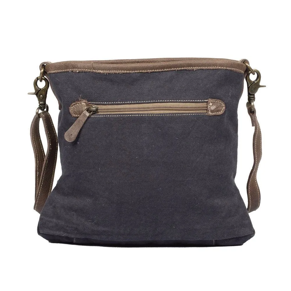 Navy Shores Canvas and Leather Shoulder Bag