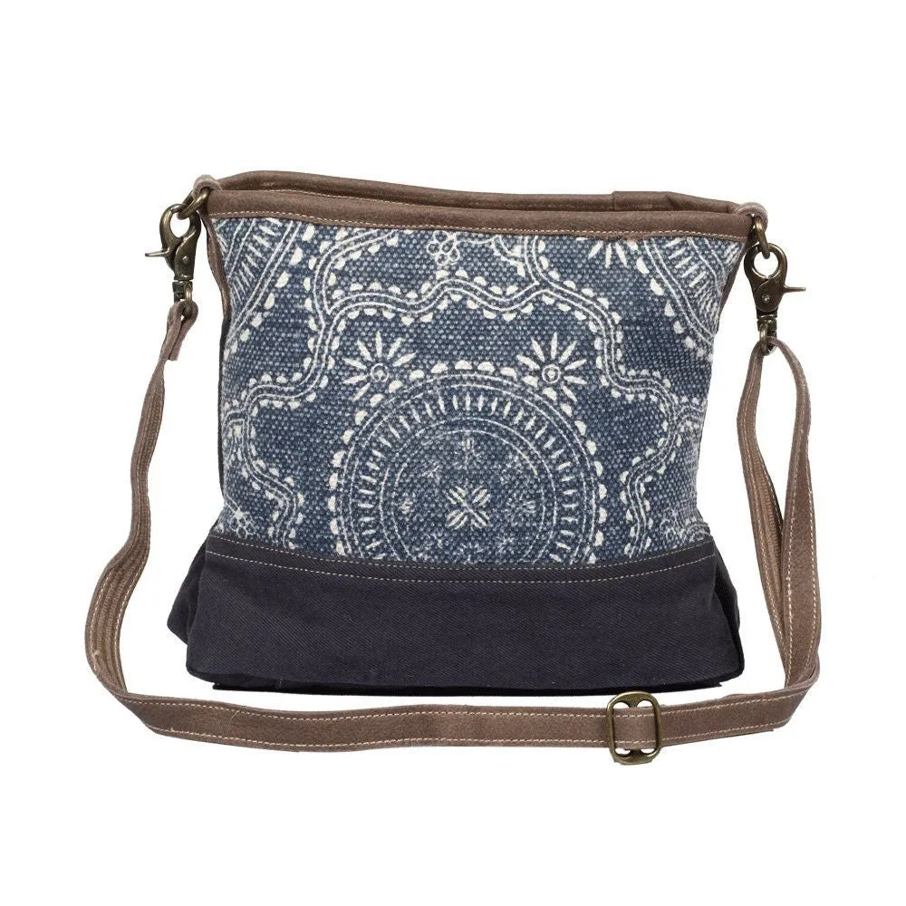 Navy Shores Canvas and Leather Shoulder Bag