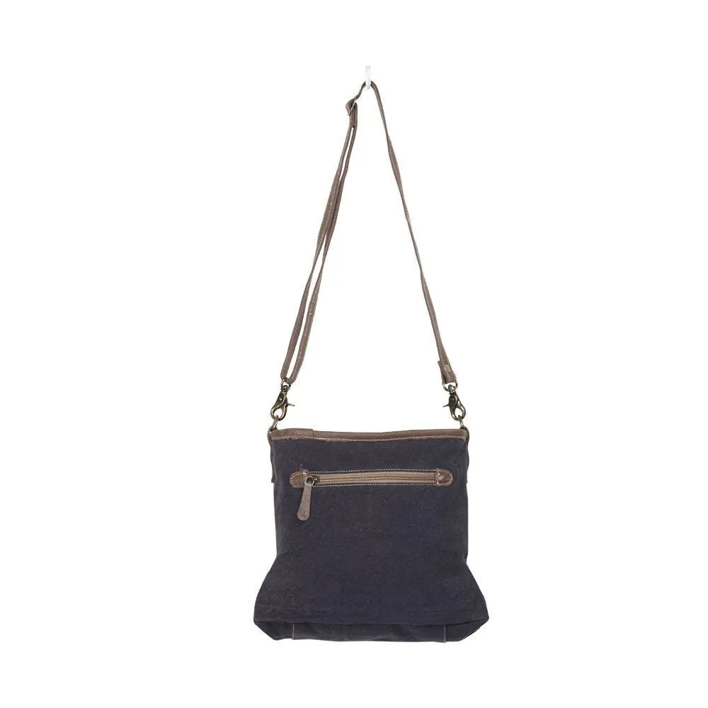 Navy Shores Canvas and Leather Shoulder Bag